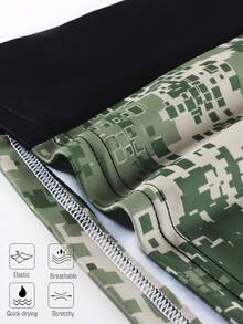 男士高性能连帽钓鱼衬衫，内置绑腿，柔软透气面料，迷彩设计，防紫外线钓鱼服