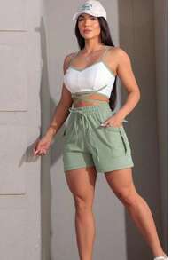 Short cargo moletinho  Simples    Bolso  Nó  Costas nuas / sem costas