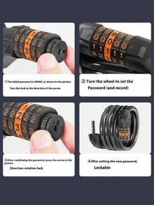 1.2m Bicycle Chain Lock With Holder, Electric Bike Lock, Motorcycle Style Lock, Anti-Theft Lock, Bicycle Battery Car Lock, Mountain Bike Lock, Portable Bike Lock - Multicolor - View 3