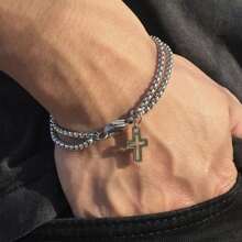 Brazalete de eslabones de acero de titanio premium para hombres
