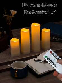 4/12pcs Ivory Flameless Flickering LED Pillar Candles | Waterproof D2.2" X H4"/5"/6"/7" | Remote Control Battery Powered | Outdoor Garden Patio Staircase Gazebo Decoration - 暖白光 - 查看 6