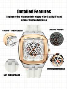 REWARD Men's Quartz Watch Business Fashion Style Timing Calendar Luminous Hands Multi-Functional Men Wristwatch High Quality Gift Classic Design Silicone Watch Band - White - View 6