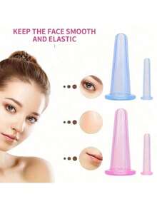 1 set de massage facial et de levage, comprenant un ventouse en silicone, un masseur en jade à double tête, utilisé pour détendre les yeux et le visage, un bâton de beauté étirable, soulageant l'enflure des yeux, la fatigue et les cernes avec un masseur facial, ainsi que des outils de beauté de la peau. Kit de massage sous vide portable, sans batterie, cadeau de vacances idéal pour les femmes - Multicolore - Voir 2