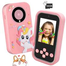 Juguete de smartphone para niños con pantalla IPS de 2,4'' y cámara dual, teléfono de aprendizaje educativo para niñas y niños de 3 a 10 años, incluye juegos, reproductor de música, reloj despertador y funda de silicona suave, regalo perfecto para Navidad y cumpleaños (con tarjeta de 32GB)