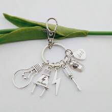 Father's Day Gift - Electrician Themed Keychain, Alloy Handmade Keychain With Light Bulb, Screwdriver, Plug Pendant, Suitable For Dad, With Silver Casual Style Accessories Car Accessories Bag Charm Backpack For School