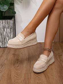 Espadrillas con suola platform stile preppy da donna in beige