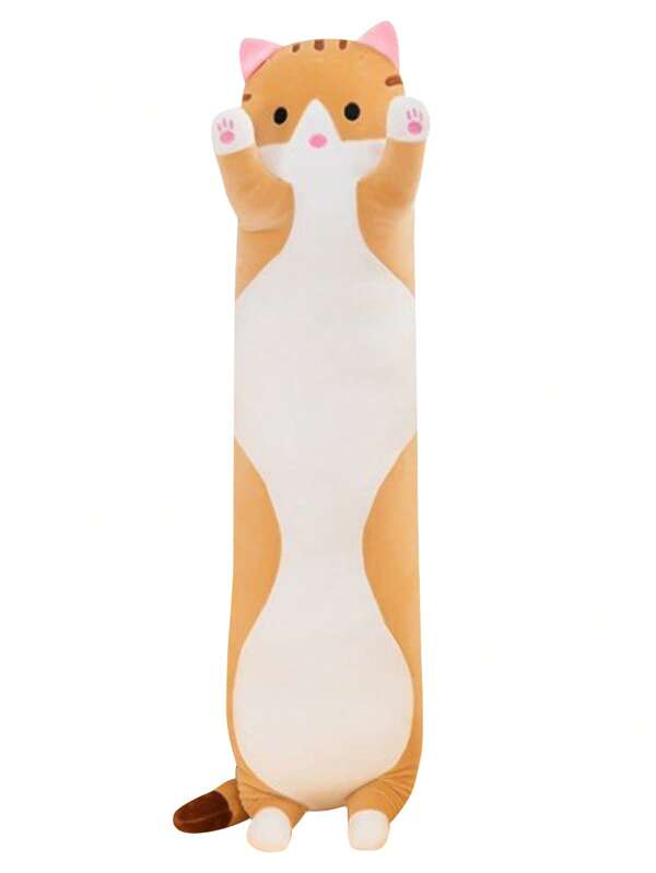1PC long oreiller en peluche en forme de chat, poupée oreiller chat doux, oreiller chat, poupée, grand oreiller, tissu en peluche, oreiller long, oreiller, chat en peluche, peut être utilisé comme coussin/repose-pieds/oreiller, adapté à la décoration de bureau de canapé de chambre, cadeau créatif d'anniversaire de Saint-Valentin, multicolore en option