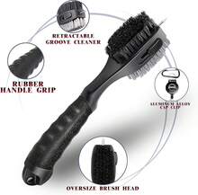 CHAMPKEY PRO Retractable Golf Club Brush | Oversized Brush Head With Soft Rubber Hand Grip &Amp; Retractable Groove Cleaner Golf Brush - Black - View 2