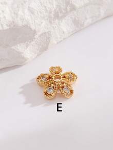 1pc Jewelry Accessory Flower Disc Copper Plated DIY Handmade Beading Material Hollow Flower Flower Holder Bead Holder Pearl Crystal Spacer - Yellow Gold - View 10
