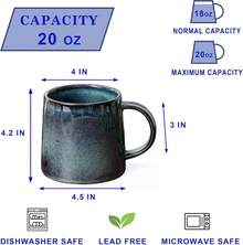 Large Ceramic Coffee Mugs, 20 - And Microwave Safe (Blue Green)-Holidaygift - Blue - View 9