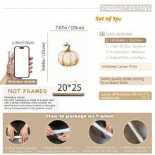 1pc, Canvas Hanging Picture, Framed Art Decoration, Ready To Hang, Wall Arts, Posters, Wall Art With Frame, Pumpkin Wall Art, Fall Pumpkin Prints, Modern Fall Decor, Pumpkin Decoration, Pumpkin Posters, Fall, Halloween, Halloween Decoration, Room Decoration, Dorm Decoration, Bedroom Home Wall Decorations, Fall Decoration Home Decor