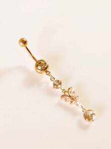 1 件时尚长款蝴蝶圆形合成锆石肚脐环，适合女士，身体穿孔派对饰品 - 蝴蝶 - 查看 7