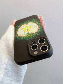 1 pieza Funda protectora para teléfono con diseño creativo de manzana amarilla, material TPU mate negro antichoque, adecuada como regalo festivo, compatible con Apple Xs/Xs Max/Xr/11/12/13/14/14 Plus/15/15 Plus/16/16 Plus
