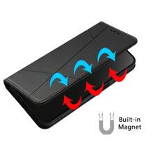Funda con tapa para teléfono con patrón de color bloque para Galaxy, Redmi, Honor, Oppo, con cierre magnético y base plegable