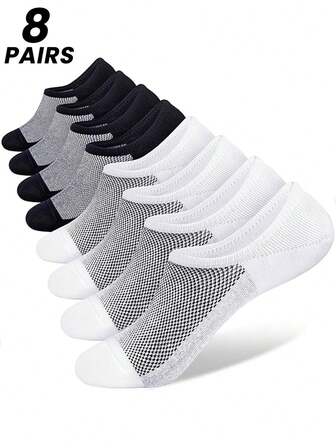1/2/4/6/8 双女/男网眼隐形船袜，适合运动鞋的薄款踝袜，防滑透气休闲袜，适合春夏秋季