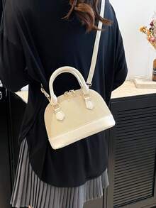 多用途时尚贝壳拼布托特包，个性化拼色手提包，多功能通勤斜挎包