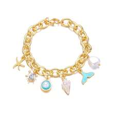 1 件夏季海滩休闲风格时尚度假蓝尾贝壳海星珍珠吊坠手链，适合日常使用、旅行、度假、派对、佩戴、海滩、海洋多元素吊坠，夏季穿着必备手链。 - 彩色 - 查看 13