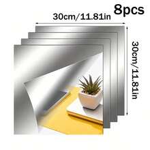 4/8PCS 3D Acrylic Mirror Wall Sticker, Thicknes Square Wall Sticker Combination Mirror Wall Sticker Acrylic Three-Dimensional Wall Hanging Mirror Home Try-On Mirror Wall Family Exercise Gym Corridor Mirror, Stickers, Wall Decal, Decal For Home Decorations, Spring Decoration Items Refresh Your Home, Decoration Stickers - Silver - View 17