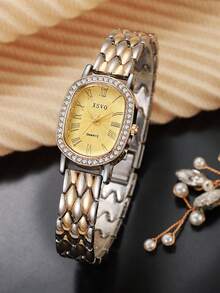 1pc Minimalist Oval Shape Fashionable Roman Numeral Dial Exquisite Steel Band Quartz Watch, Suitable For Teenage, Ideal For Birthday, Graduation Gift