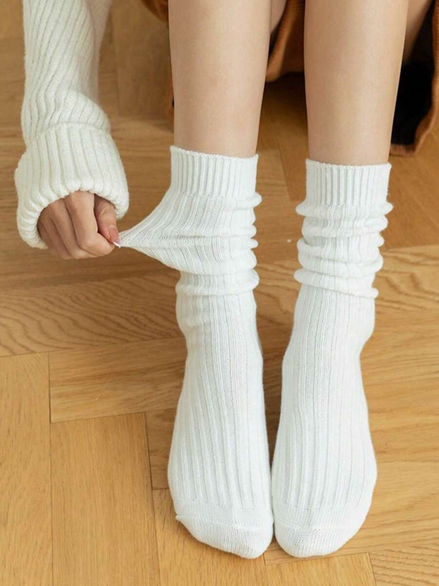 1/3 件时尚袜子，秋冬及膝、中筒、踝袜，适合所有季节，厚实保暖的过膝袜 - 采用双层针织技术制成