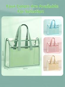 1pc Thickened Handbag, File Bag, A4 Transparent Waterproof, , Student Exam Review, Test Paper, Homework, Book Storage Bag,Back To School,School Supplies - Multicolor - View 6