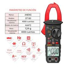Medidor de abrazadera digital 4000 cuentas, multímetro de abrazadera de rango automático, mide voltaje , corriente CA, resistencia, capacitancia, frecuencia, prueba de diodos, prueba de NCV, Multimetro de Gancho, Pinza Amperimétrica con NCV y Pantalla Retroiluminada, Multímetro  Capacitancia, Resistencia, Pruebas Live Wire, Diodos, Continuidad - Rojo - Ver 7