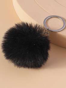 1pc Cute Faux Rabbit Tail Pom Pom Keychain, Unisex Commute Key Chain For Daily Wear Car Accessories Goth Y2k - Multicolor - View 21