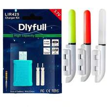 2个浮动双孔充电器和2个可充电电池组钓鱼电子鱼竿USB充电器带照明浮灯可充电CR425 LIR425 3.6V锂电池夜钓装备 - 彩色 - 查看 12