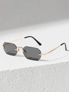 1 PC Men's Metal Rimless Small Rectangle Fashion Summer Eyeglasses For Fathers Day Gifts And Y2k Accessories Back To School Fashionable Preppy School Look - Multicolor - View 3