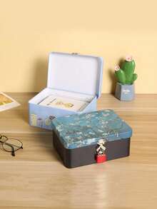 1 hộp đựng đồ để bàn có khóa, hộp kim loại nhiều màu đựng trang sức và mỹ phẩm, màu ngẫu nhiên cho phụ nữ, vật dụng lưu trữ du lịch thiết yếu cho ngày lễ, trang trí mùa thu Halloween - Nhiều màu - Xem 4