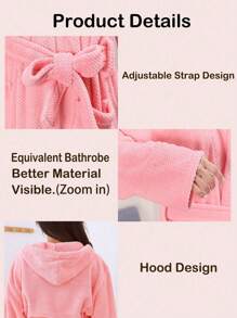1 pieza Bata de baño de felpa Coral disponible en varios colores con diseño de estilo 3D de piña o liso, con capucha, cinturón y bolsillo para mujer. Toalla utilizable, toalla de baño, bata larga con capucha, bata de baño para mujer, ultra suave, absorbente, cálida, ropa de dormir, ropa de estar por casa unisex, apta para hogar, hotel, baño, dormitorio, spa, piscina, fiesta, para regalo de temporada, vuelta al colegio