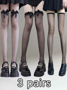 3pairs Black Silk Sexy Stockings Can Be Torn Over The Knee White Sexy Stockings Temptation Transparent Black Silk