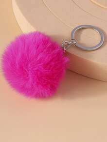 1pc Cute Faux Rabbit Tail Pom Pom Keychain, Unisex Commute Key Chain For Daily Wear Car Accessories Goth Y2k - Multicolor - View 15