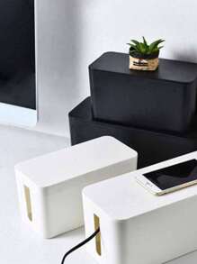 1pc Desktop Anti-Electric Shock Plug Socket Storage Box, Plastic Power Cord, Computer Socket, And Phone Charger Organizer Box, Extra Large Size Plastic Desktop Power Strip Socket Tidy Organizer