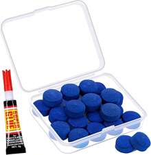 Puntas de taco de billar - Kit de reparación y recambio de puntas de taco de billar con caja de almacenamiento para tacos de mesa de billar, puntas y para taco de snooker - SOLROS - 13 mm con pegamento - Ver 1