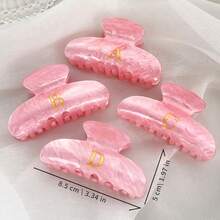 1 件粉色闪光亚克力字母爪夹 - 特大防滑发夹，适合浓密头发，复古粉色发夹，女士发饰（婚礼/海滩/礼物）时尚发夹，休闲发夹，秋冬度假装女士 - 彩色 - 查看 4