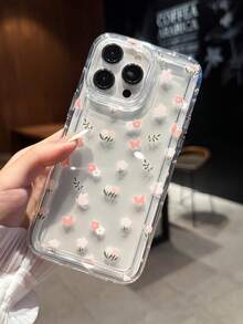 粉色蝴蝶花卉图案设计手机壳适用于 Apple 14/13 Pro Max/12 Pro/11/Xr/Xs/7/8 Plus、S10/S22/A12/A50/A52/S24/A135G - 耐用 TPU 材质气垫