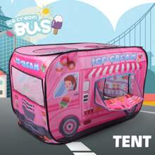 1 pieza Juguete tipo carpa con forma de helado rosa, casa de juego para niños y niñas, material de poliéster duradero, carpa de juego divertida para niños, mejor regalo de cumpleaños/festividad, juguete de playa