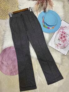 Wide Leg Pants In Soft Fleece Fabric With Fashionable Pocket - 深灰色 - 查看 1