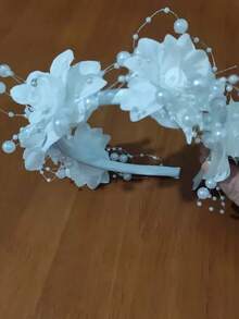 1pc White Flower Girl & Bridesmaid Hair Hoop, For Girls - White - View 7