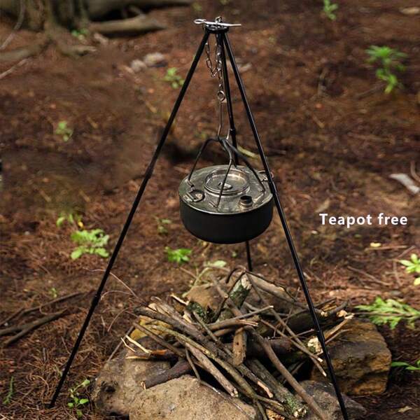 3-Section Outdoor Campfire Tripod, Portable Aluminum Alloy Triangle Grill Stand For Camping, Picnicking, Barbecue