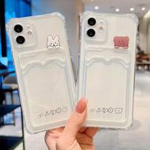 Funda protectora transparente para teléfono con diseño de oso y conejo para Apple, juego de 2 piezas - Imagen principal - Ver 7