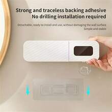 1pc Smart Toothbrush Holder With Toothpaste Dispenser | Wall-Mounted, Rechargeable Battery, USB Charging, 500 MAh Battery, LED Light | Modern Bathroom Accessory - Multicolor - View 6