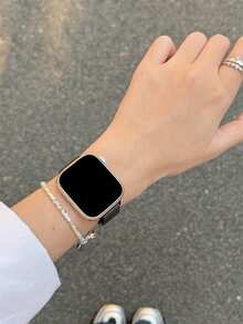 1条不锈钢竹纹表带，兼容苹果手表 - 黑色 - 查看 2