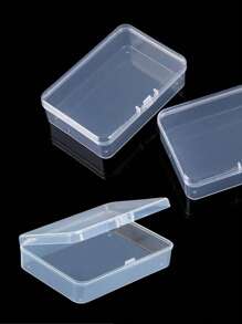 صندوق تخزين مستطيل شفاف مع غطاء قابل للطي، حاوية بلاستيكية لتنظيم مسحات التنظيف، ملحقات المناكير، إسفنجات صبغ الربط، صندوق مجوهرات، حقيبة، حامل فرش المكياج، حامل فرش، منظم عطور، حقيبة