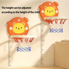 Kids Cartoon Animal Basketball Stand Set, Includes Mini Ball And Pump - Wall Mounted, Indoor & Outdoor Use, Suitable For Boys And Girls