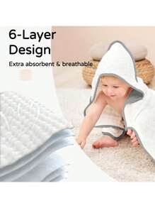 1 pièce Cape de bain à capuchon en gaze à bulles, couverture d'emmaillotage multifonctionnelle, serviette de bain pour bébé, unisexe, ultra-douce pour toutes les saisons, idéal pour la salle de bain, la poussette et la sieste, cadeau de naissance