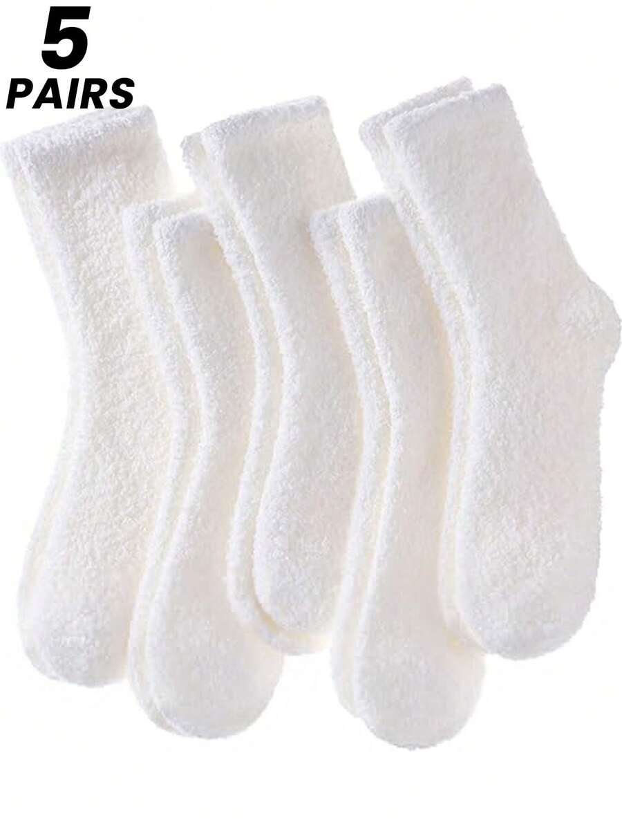 1/2/3/5 Đôi tất lông cừu san hô mềm mại, tất ngủ dày ấm áp dùng ở nhà, dành cho bà bầu, mùa thu/đông, một cỡ 35-43, không rụng lông - Nhiều màu - Xem 1