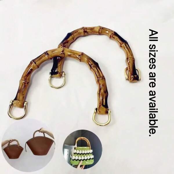 1pc Stylish U-Shaped Bamboo Imitation Handle, DIY Purse Accessories Handle, Replacement Handle For Crochet Bag Straw Bag Knitted Handbag