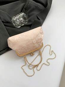 2025 New Chain & Sequin Embellished Evening Clutch Bag, Fashion Ladies Handbag, Shoulder & Crossbody Bag, Solid Color - Flower Pattern Random, Suitable For Shopping, Wallet, Student, Office Lady, Commuting, Outdoor Activity, Travel - Pink - View 11